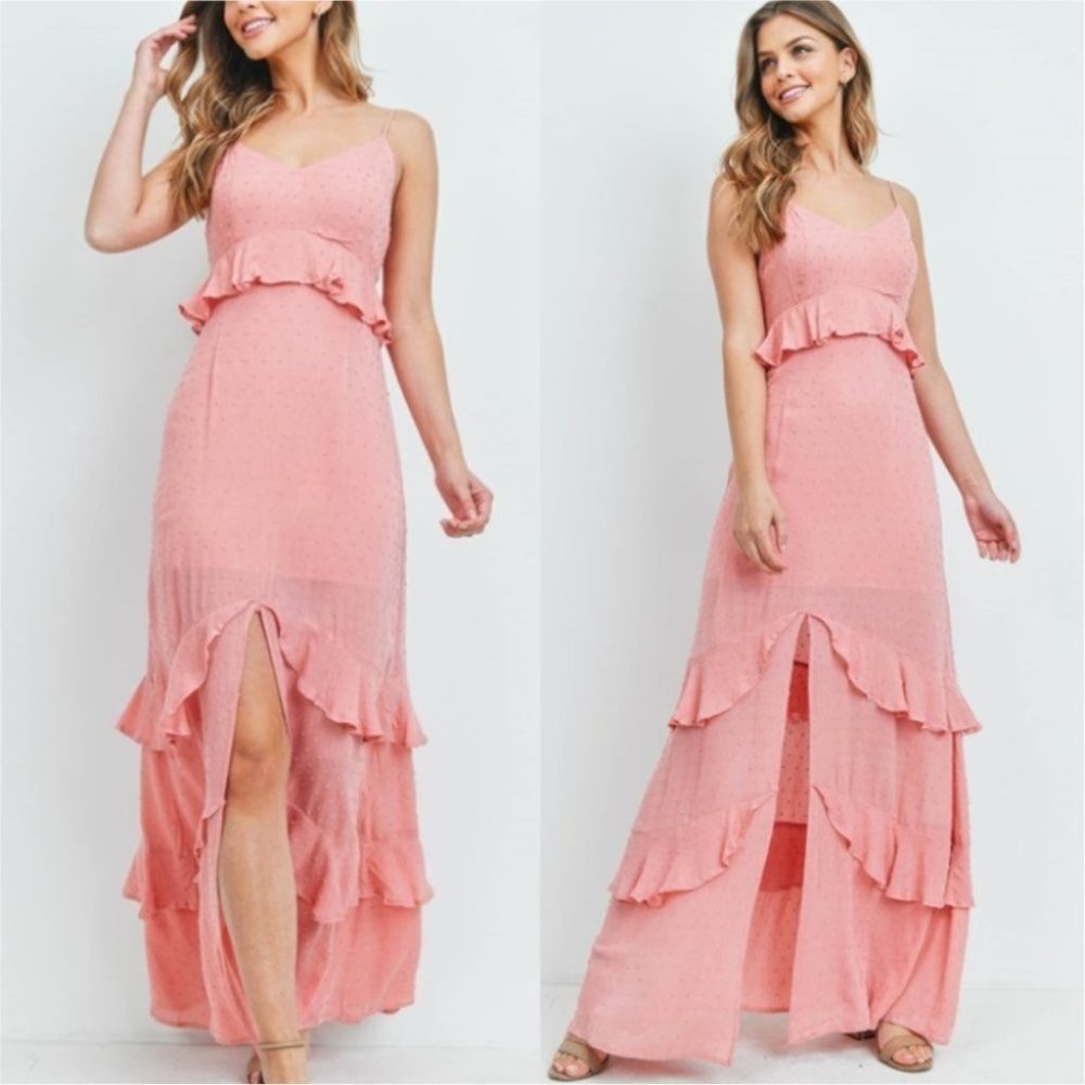PINK MAXI TEXTURED DRESS - Picture 10 of 10